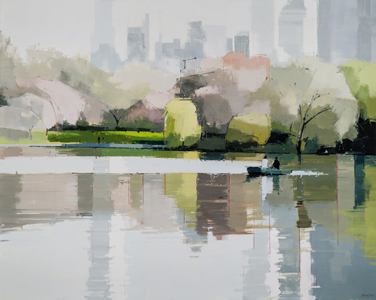 painting Central Park, Spring by Lisa Breslow