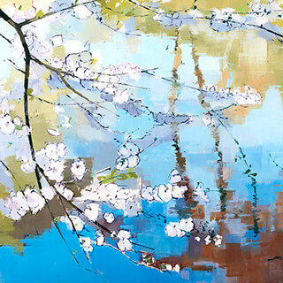 painting Blue Sky Water Tree by Lisa Breslow
