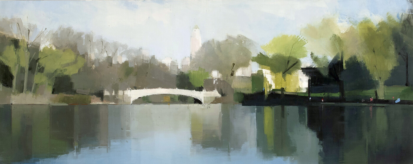 painting Central Park, Bow Bridge
