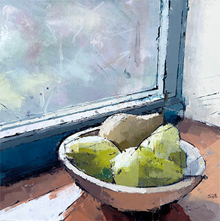 painting Pears-12x12-oilpanel-LisaBreslow by Lisa Breslow